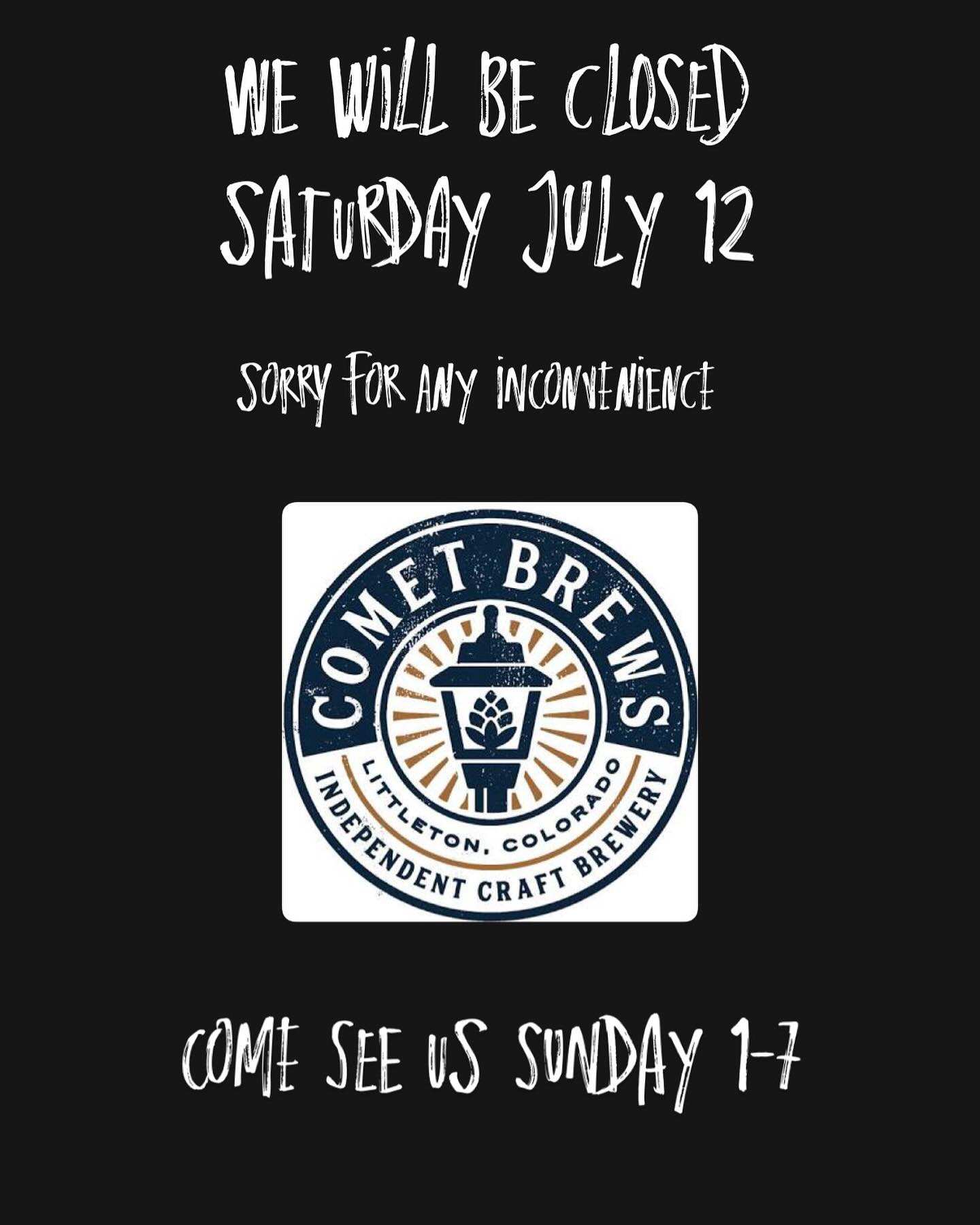 We will be closed tomorrow. Be sure to check our socials or Google hours as we will be closed a few days here and there coming up while we do some resetting. Thanks for your patience while we work through a few things!!! #craftbeer #downtownlittleton #reset #refocus