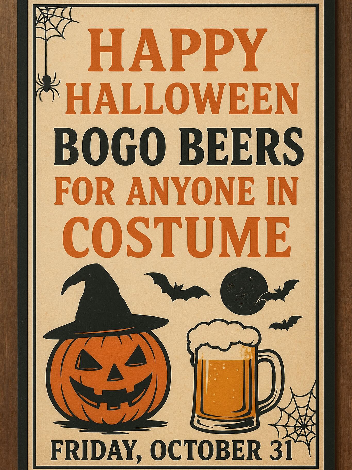 HAPPY HALLOWEEN!! For this Halloween that falls on FINAL FRIDAY, come in costume and get a BOGO beer deal. We love a good costume party. See you then! #craftbeer #downtownlittleton #spookyhalloween #happyhalloween #costumetime👻🎃#finalfridayslittleton