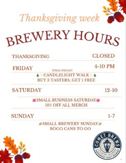 Happy Thanksgiving from our family to yours!! We are so grateful for our Comet Brews family - you help keep our dream alive!  There’s lots going on this weekend! The Candlelight Walk is on @final_fridays_littleton , followed by Small Business Saturday and Small Brewery Sunday. Come and support all of the amazing small businesses downtown Littleton has to offer. You’ll probably need a beer or three while doing so!  We can’t wait to see you! #crafbeer #downtownlittleton #finalfridays #candlelightwalk #happythanksgiving #smallbusinesssaturday #smallbrewerysunday