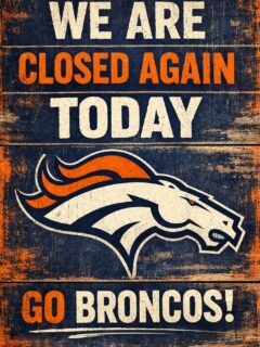 We have to close again today Sunday 1/25. Sorry for any inconvenience. GO BRONCOS!
